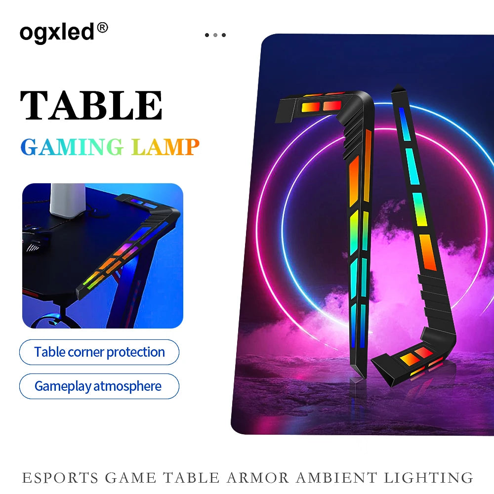 E-Sports Game Table Armor Ambient Light Gaming Desk Light USB Powered Esports Tabletop Illumination