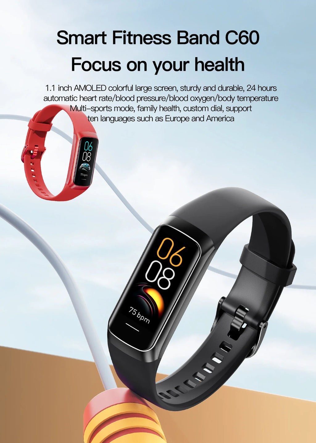 AMOLED Smartwatch Body Temperature Monitor Fitness Clock Sports 3ATM Waterproof Men Smart Watch Band for Women IOS Android 2025