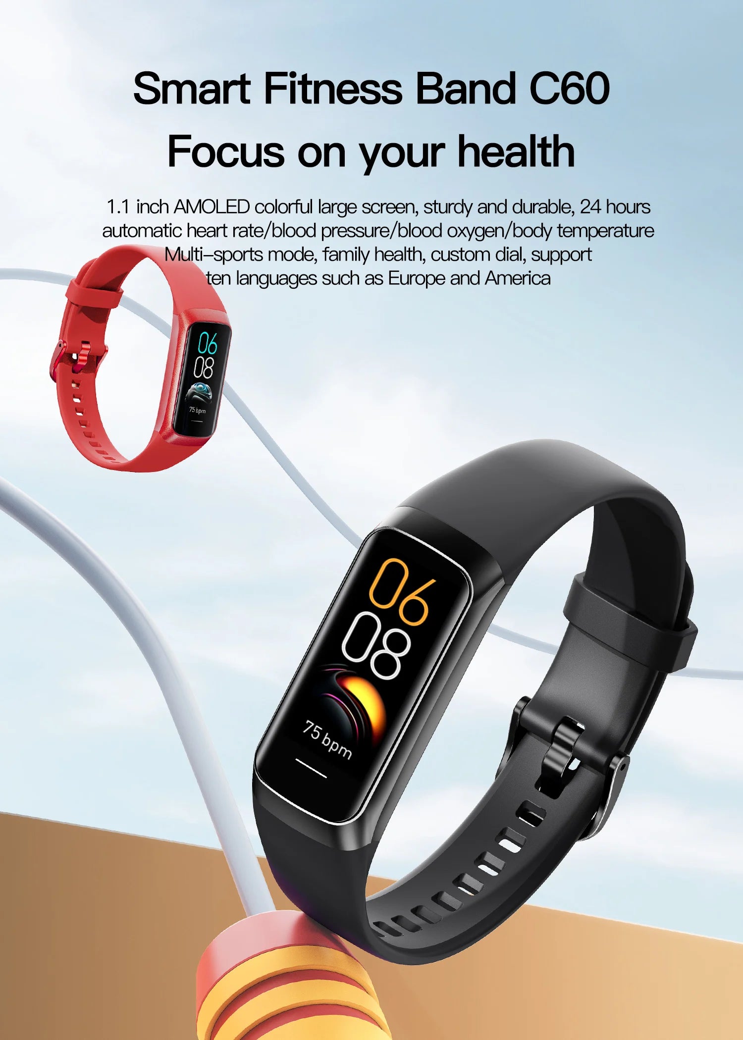 AMOLED Smartwatch Body Temperature Monitor Fitness Clock Sports 3ATM Waterproof Men Smart Watch Band for Women IOS Android 2025