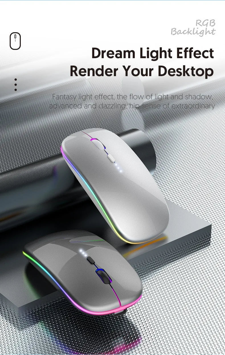 LED Wireless Mouse For Laptop Tablet PC Bluetooth RGB Rechargeable Mouses 2.4G+Bluetooth Silent Mice Backlit Gaming Mouse