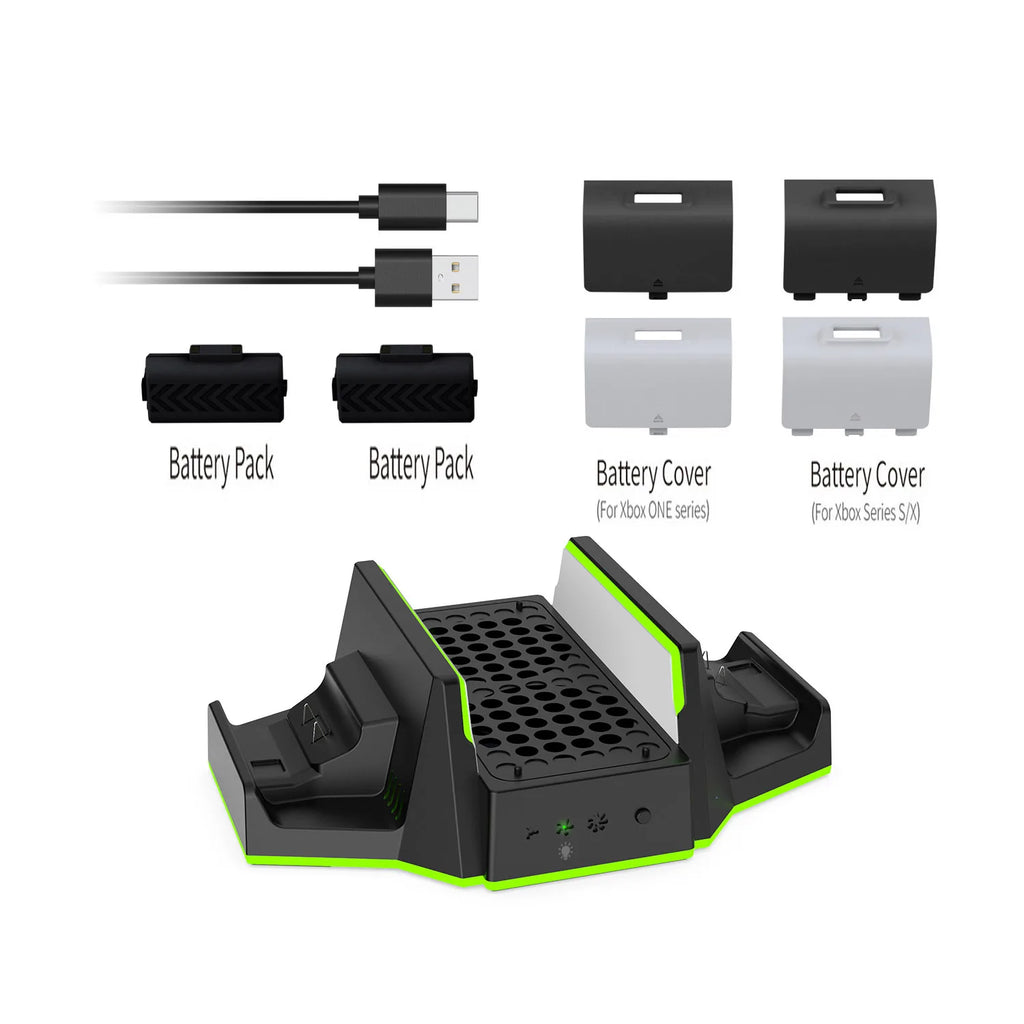 Multifunctional Charging Base for XBOX S with Cooling Fans+Dual Controller Charging,RGB Ambient Lighting.Console Cooling Stand