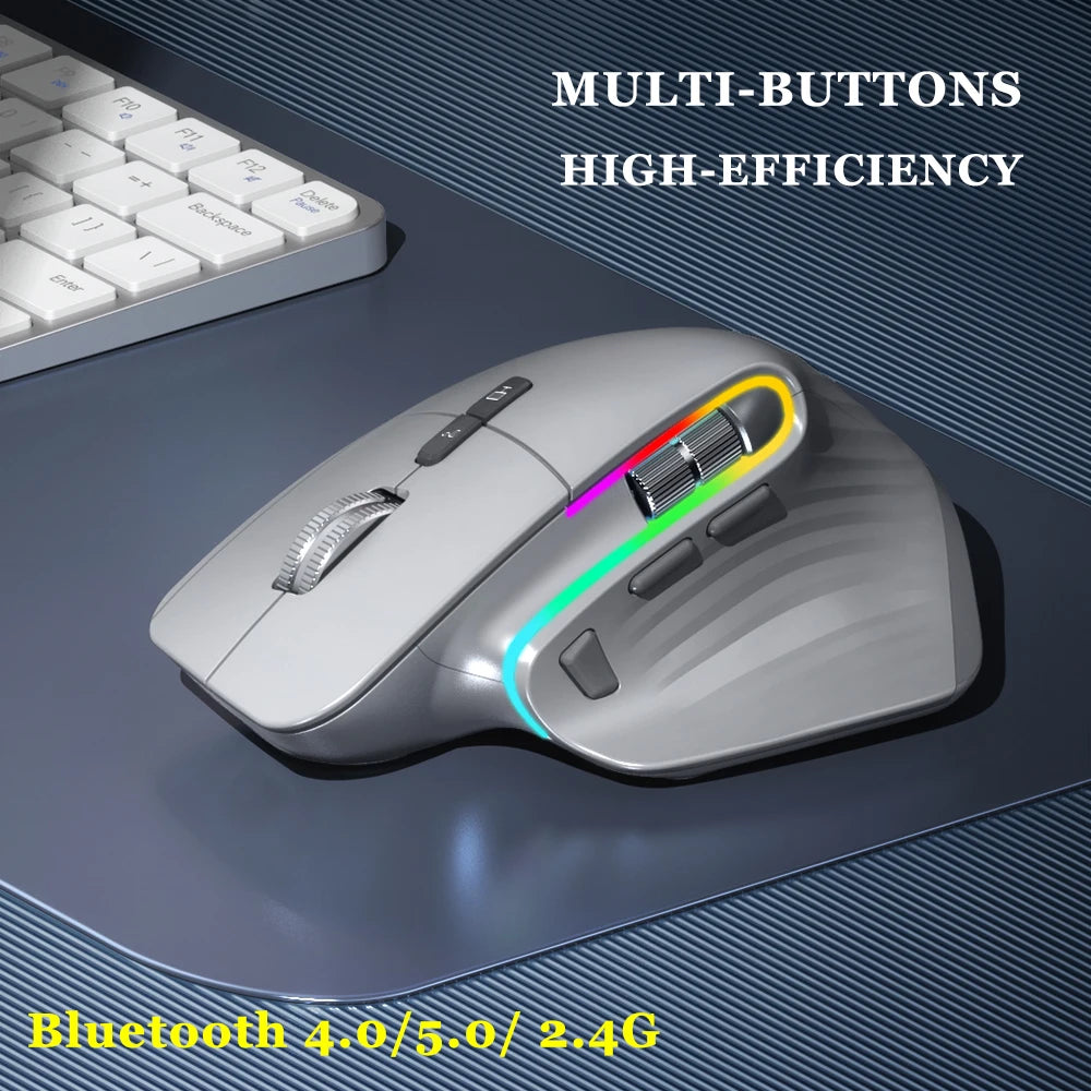 Wireless Gaming Mouse Ergonomic Bluetooth for Laptop Silence USB-C RGB Rechargeable 5 DPI 9 Multi Button for Computer PC Tablet