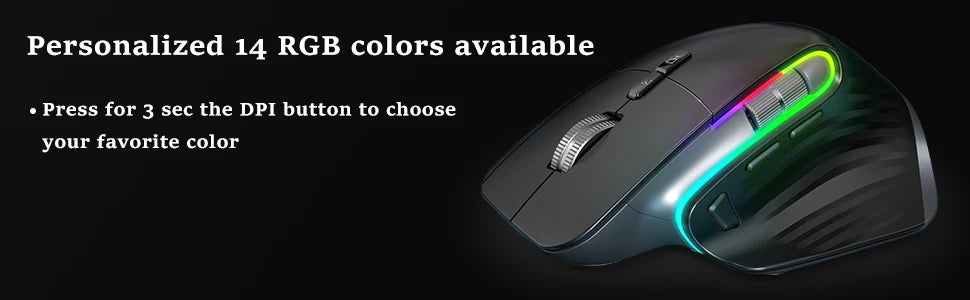 Wireless Gaming Mouse Ergonomic Bluetooth for Laptop Silence USB-C RGB Rechargeable 5 DPI 9 Multi Button for Computer PC Tablet
