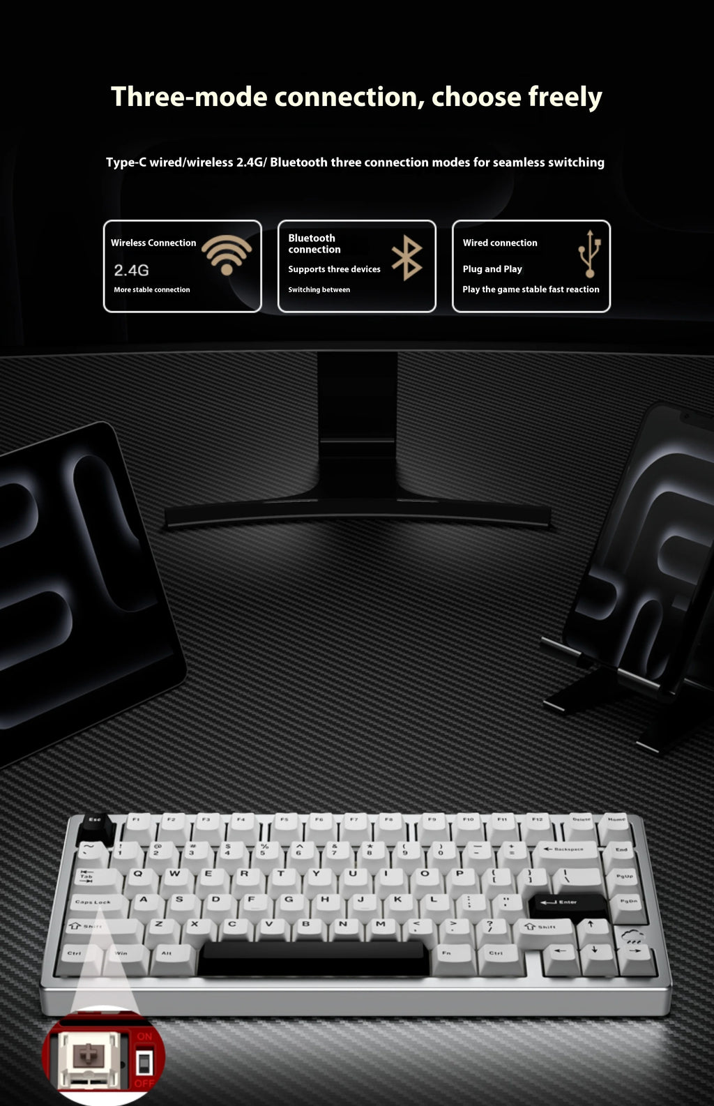 Wireless Bluetooth RAINY75 Customized Gaming Keyboard Aluminum Body Esports Controller Perfect Gift for Birthdays And Rainy Days