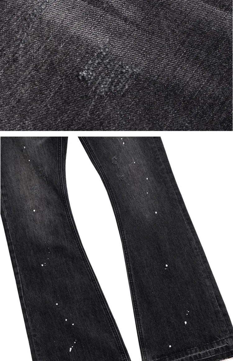 2025 American Retro Y2K Streetwear Washed Black Slim Flared Jeans Pants For Men Clothing Luxury Cotton Long Trousers Ropa Hombre