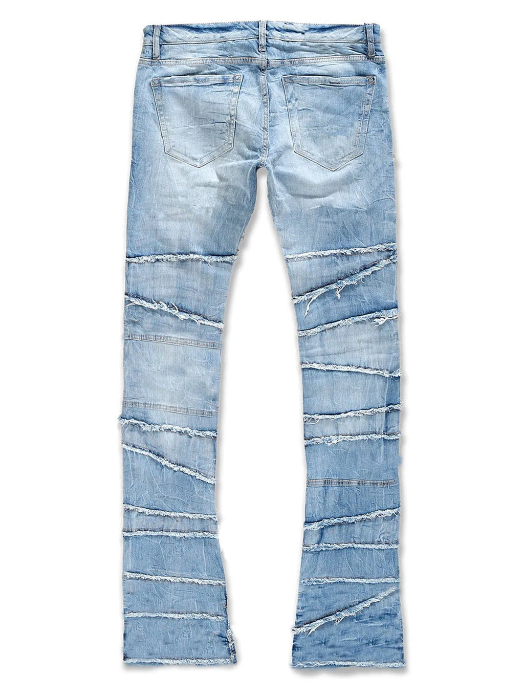 2025 New Flared Jeans Men's Fit Stacked Jeans Ripped Slim Fit Patch Distressed Destroyed Denim Pants Hip Hop Streetwear Trouser
