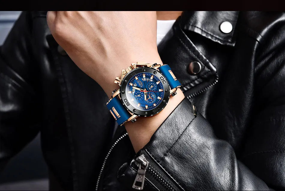 LIGE New Sport Chronograph Mens Watches Top Brand Luxury Full Steel Quartz Clock Waterproof Big Dial Watch Men Montre Homme+Box