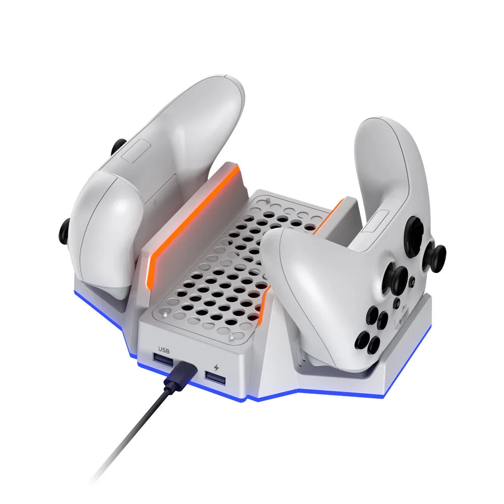 Multifunctional Charging Base for XBOX S with Cooling Fans+Dual Controller Charging,RGB Ambient Lighting.Console Cooling Stand