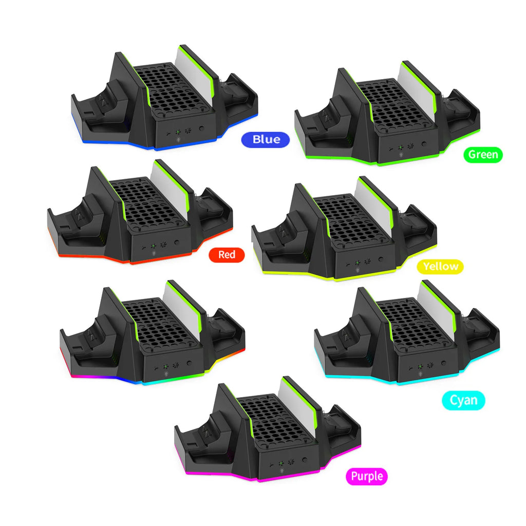 Multifunctional Charging Base for XBOX S with Cooling Fans+Dual Controller Charging,RGB Ambient Lighting.Console Cooling Stand